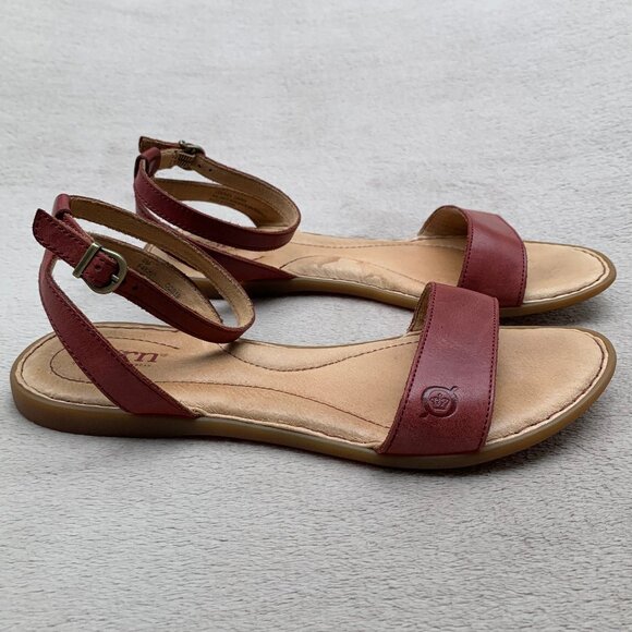 Born Alice Ankle Strap Leather Flat Sandals Sz8 - Picture 2 of 16